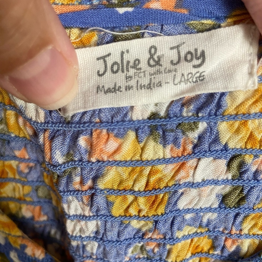 Jolie & Joy by FCT W/ Love Stretch Top Babydoll Floral Dress Ruffle Sleeve Sz L - Picture 3 of 8